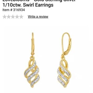 Lovebloom gold sterling sliver 1/10ctw swirl earrings